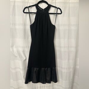BEBE ADDICTION | SLEEVELESS FABRIC & LEATHER DRESS | SZ XS